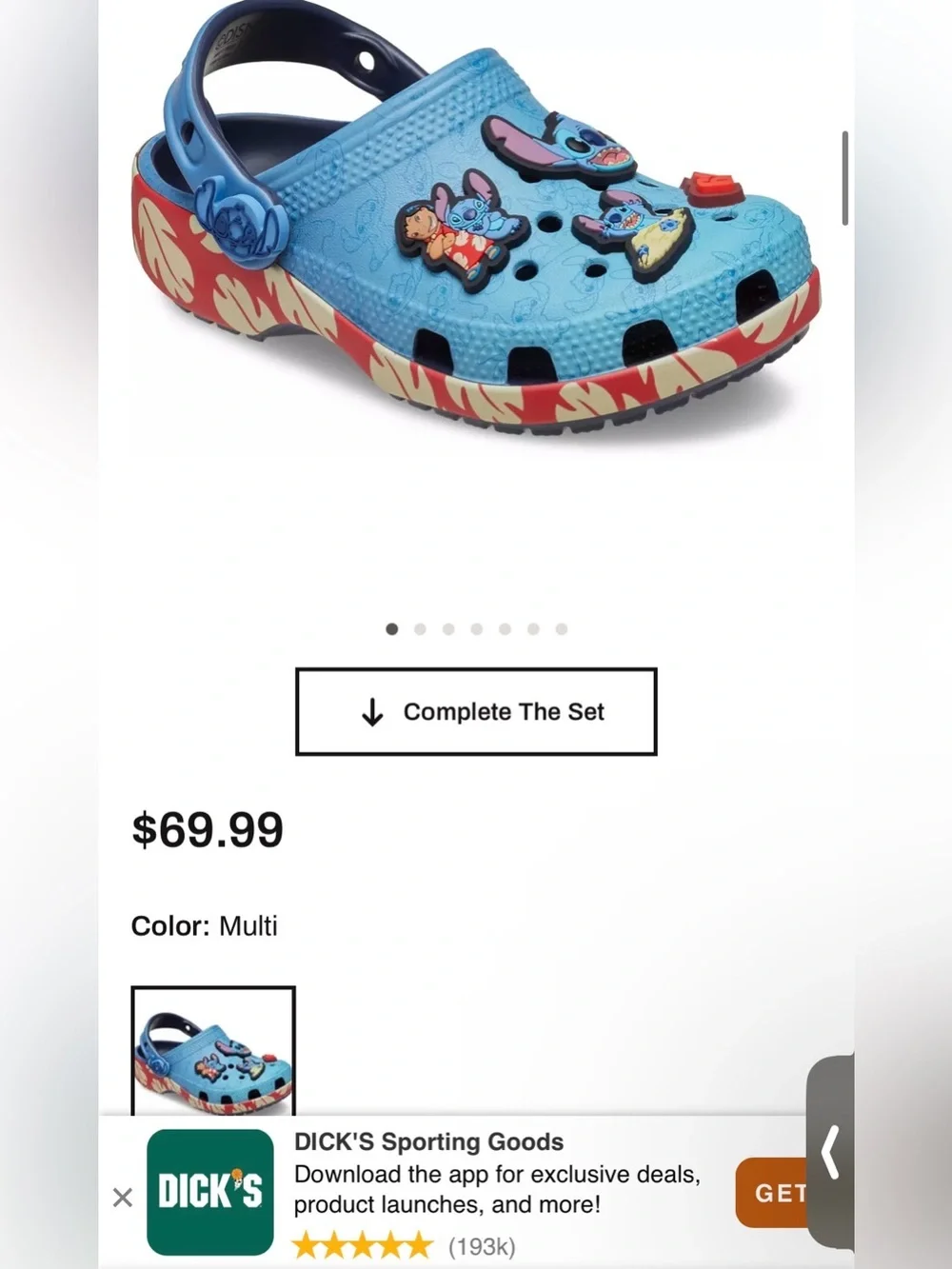 🛸 New! CROCS X Disney Stitch Clog Sandals with Charms Womens 8/Youth 6